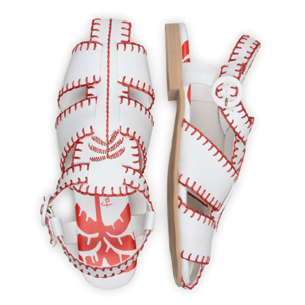 FARM Rio Red Embroidered Palm Tree Sandal 8.5M - Picture 3 of 12
